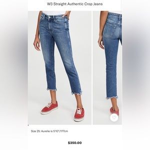 $350 Gently used 3x1 W3 Straight Authentic Crop Jeans size 24